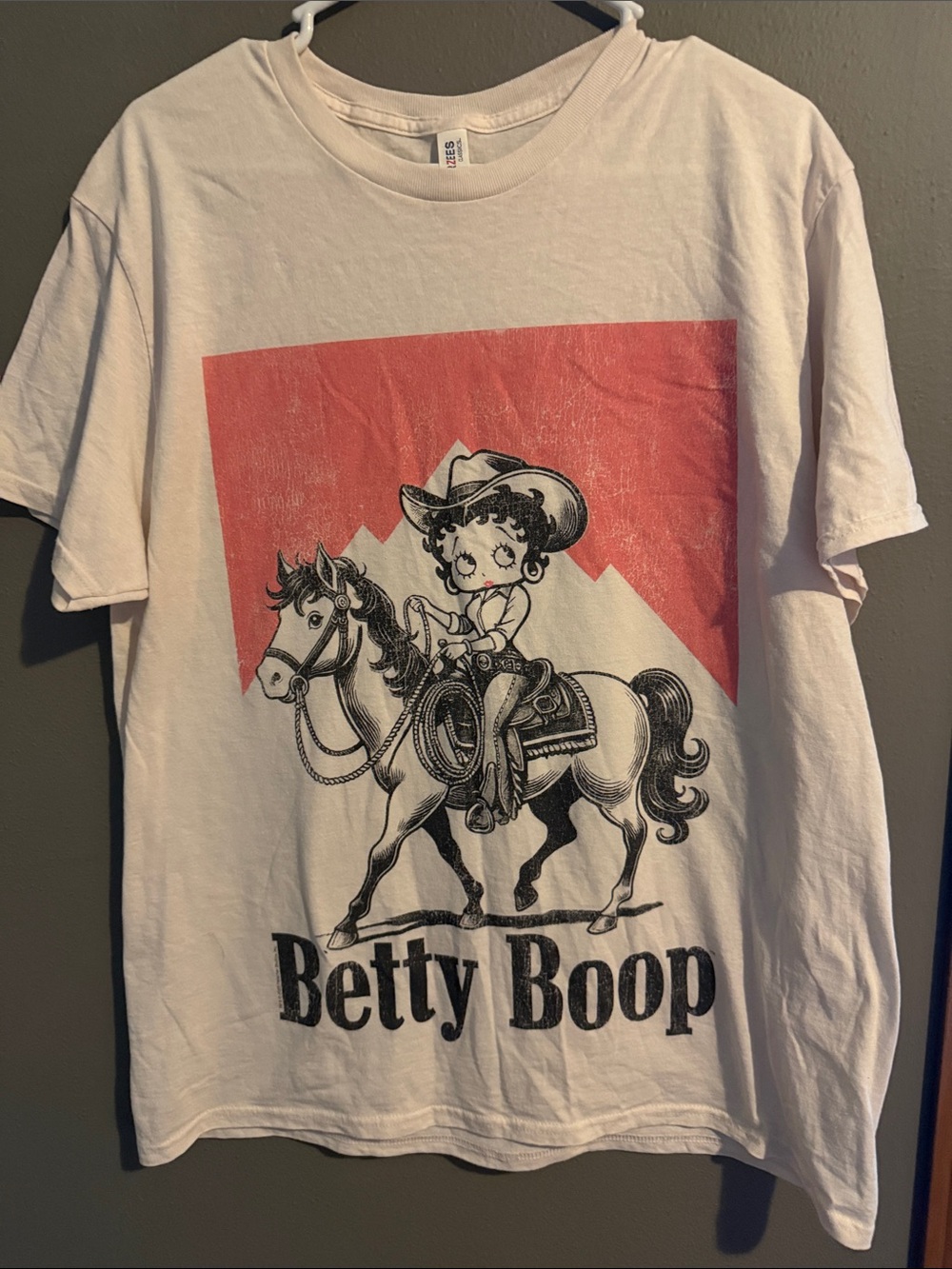 Betty Boop Cream Short Sleeve Tee with Coral Graphic